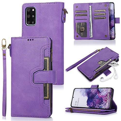 

Case For Samsung Galaxy A51 A71 A70E A41 A31 A5 2018 A8 2018 Note 20 Card Holder Flip Magnetic Full Body Cases Solid Colored PU Leather