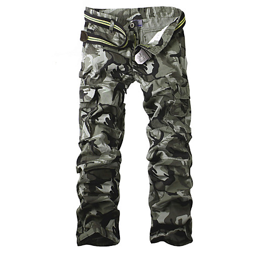 

Men's Basic Outdoor Daily Tactical Cargo Pants Camouflage Full Length Green Gray