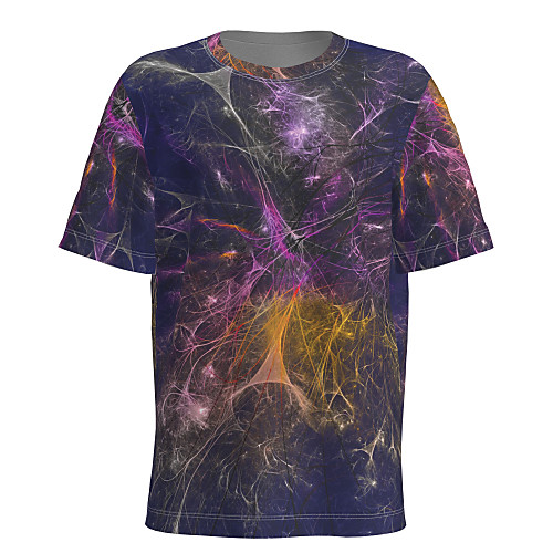 

Men's T shirt 3D Print Graphic Abstract Short Sleeve Daily Tops Basic Purple