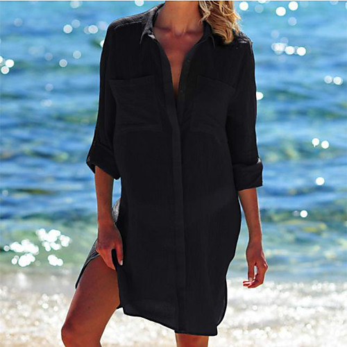 

Women's Cover Up Swimsuit Oversized White Black Swimwear Bathing Suits / Padless
