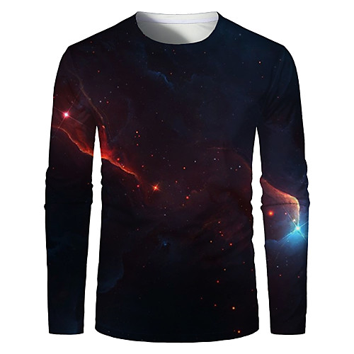 

Men's T shirt Shirt Graphic Plus Size Print Long Sleeve Daily Tops Basic Round Neck Wine / Sports