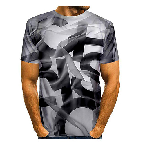 

Men's T shirt Shirt Graphic Short Sleeve Daily Tops Basic Elegant Round Neck Gray