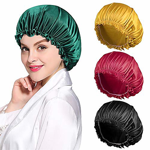 

Multifunction Silky Printing Bonnet Satin Sleep Cap Wide Elastic Band for Women Curly Natural Long Hair 1 Pc