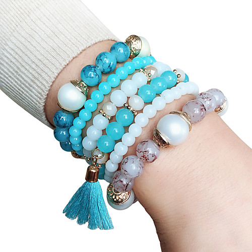 

3pcs Women's Bead Bracelet Friendship Bracelet Hologram Bracelet Beads Fashion Stylish Simple Trendy Boho Resin Bracelet Jewelry Blue / Royal Blue / White For Sport Date Birthday Beach Festival
