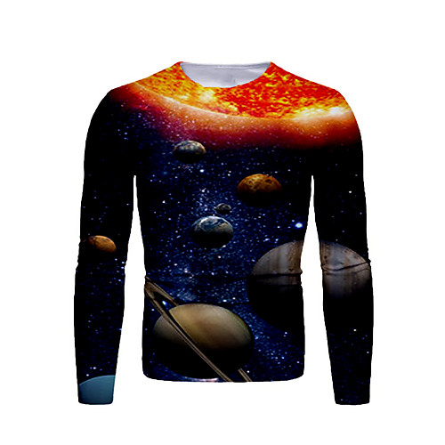 

Men's T shirt Graphic Print Long Sleeve Daily Tops Basic Black