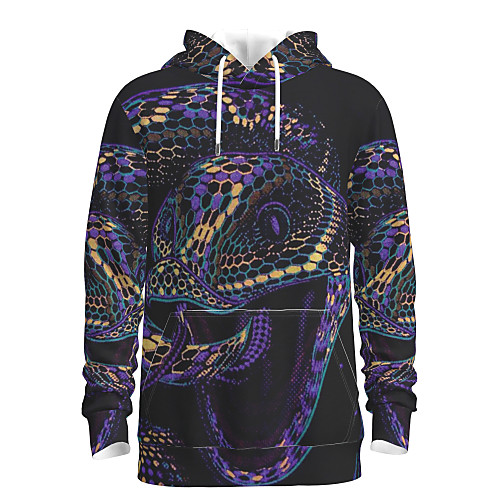 

Men's Pullover Hoodie Sweatshirt Animal Patterned Graphic Hooded Daily 3D Print Basic Hoodies Sweatshirts Black
