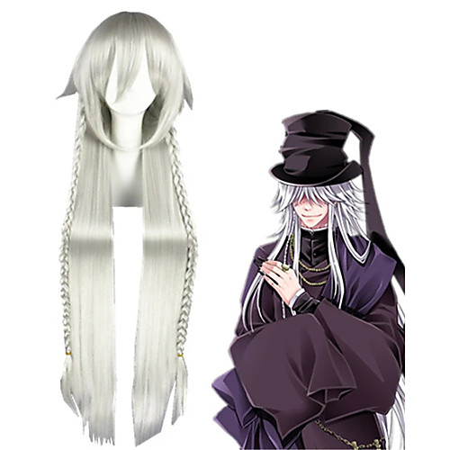 

Black Butler Merlin Cosplay Wigs Unisex Braid 30 inch Heat Resistant Fiber Straight Silver Teen Adults' Anime Wig