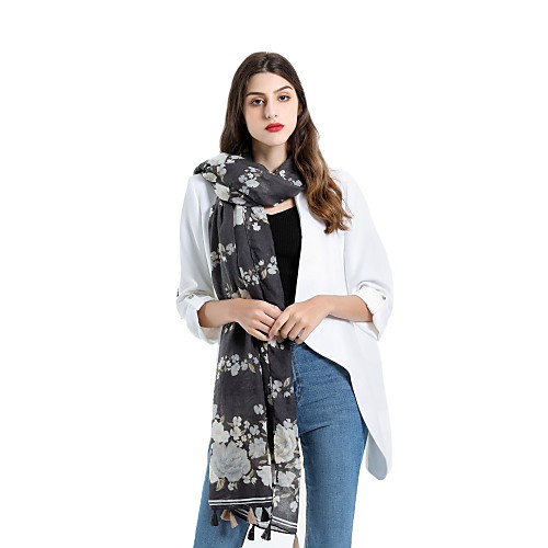 

Women's Tassel Rectangle Scarf - Floral Washable