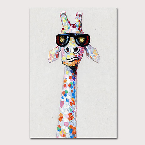 

Nursery Oil Painting Hand Painted Vertical Animals Pop Art Modern Rolled Canvas (No Frame)