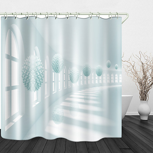 

White Fantasy Space Shower Curtains & Hooks Modern Polyester New Design