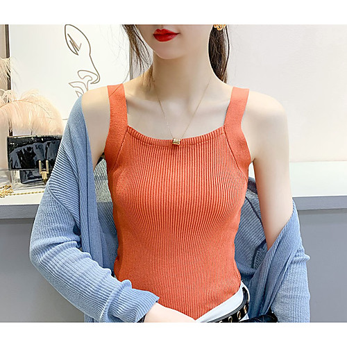 

Women's Camisole Solid Colored U Neck Basic Tops White Black Blue