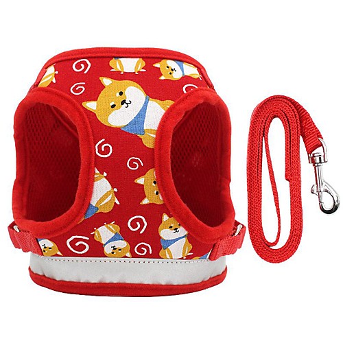 

Dog Cat Harness Leash Portable Vest Anti Lost Outdoor Geometric Polyester Husky Labrador Alaskan Malamute Golden Retriever Border Collie Shiba Inu Red Dark Blue Light Blue 1 set