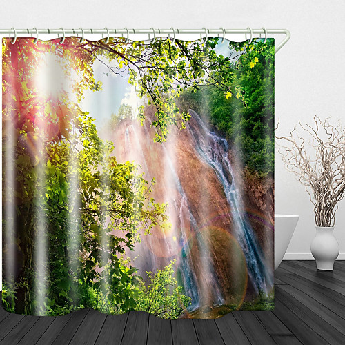 

Sunshine Waterfall Digital Printing Shower Curtain English Green Leaf Digital Printing Shower Curtain Shower Curtains & Hooks Modern Polyester New Design