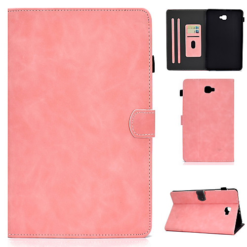 

Case For Samsung Galaxy Samsung TAB A 10.1 P580N P585N Tab S6 Lite (SM-P610 615) Card Holder Shockproof Flip Full Body Cases PU Leather TPU Solid Colored