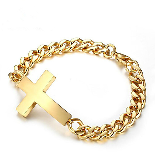 

Men's Chain Bracelet Geometrical Sideways Cross Cross Fashion Stainless Steel Bracelet Jewelry Silver / Gold For Gift Daily