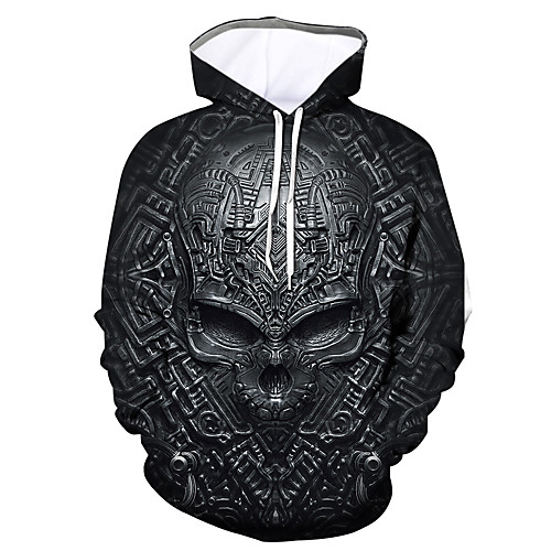 

Men's Hoodie Graphic Skull Hooded Halloween Daily Going out 3D Print Hoodies Sweatshirts Black