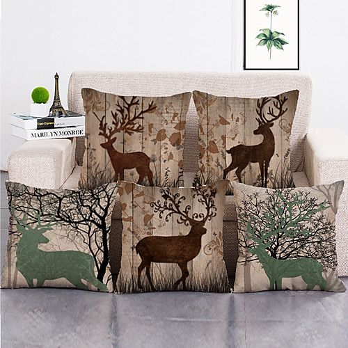 

Set Of 5 Printing Animal Leopard Decorative Pillows Case Super Soft Pattern Cushion Cover Sofa