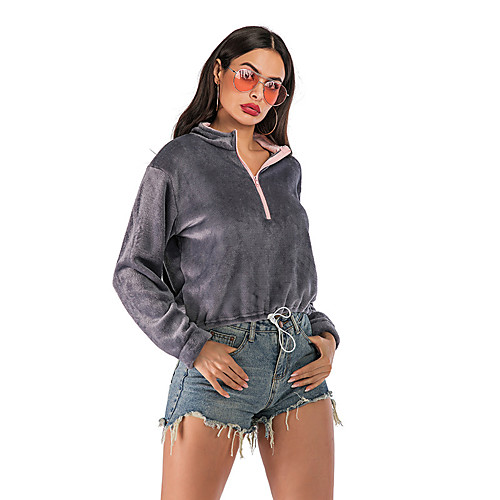 

Women's Pullover Sweatshirt Plain Solid Color Front Pocket Daily non-printing Basic Hoodies Sweatshirts Dark Gray