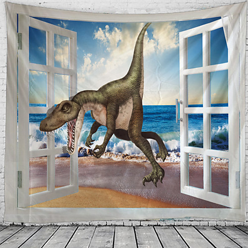 

Window Landscape Wall Tapestry Art Decor Blanket Curtain Picnic Tablecloth Hanging Home Bedroom Living Room Dorm Decoration Polyester Sea Ocean Beach Palm Dinosaur