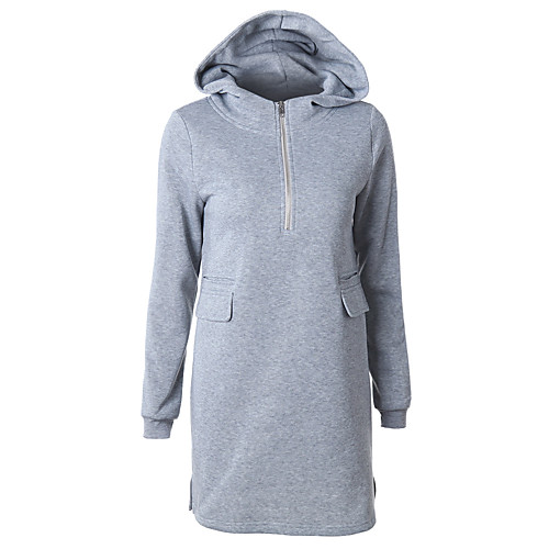 

Women's Hoodie Pullover Plain Solid Color Quarter Zip Daily Casual Hoodies Sweatshirts Gray Black Dark Gray