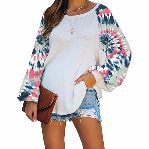 

Women's Pullover Sweatshirt Color Block Tie Dye Daily Basic Hoodies Sweatshirts Loose Oversized Blue Purple Green