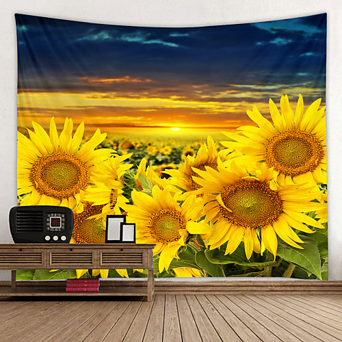 

Golden Sunflower Digital Printed Tapestry Decor Wall Art Tablecloths Bedspread Picnic Blanket Beach Throw Tapestries Colorful Bedroom Hall Dorm Living Room Hanging