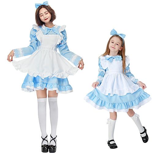 

Maid Costume Dress Cosplay Costume Outfits Group Costume Kid's Adults' Women's Cosplay Vacation Dress Halloween Halloween Festival / Holiday Polyester Black / Blue / Blushing Pink Women's Easy / Bow