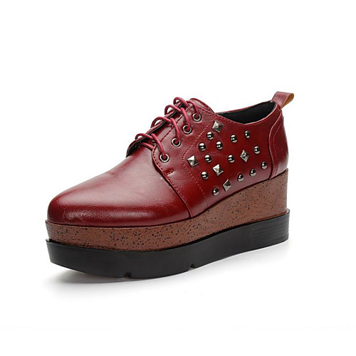 

Women's Loafers & Slip-Ons Flat Heel Pointed Toe Basic Casual Daily Walking Shoes PU Rivet Solid Colored Black Red Blue / Booties / Ankle Boots
