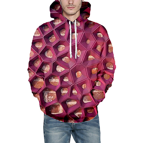 

Men's Hoodie Graphic Hooded Daily Going out 3D Print Casual Hoodies Sweatshirts Red