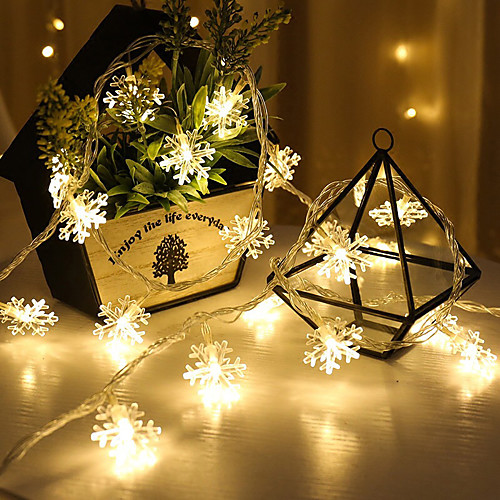 

3M 20LEDs Snowflake LED Christmas Decorating String Lights Outdoor Fairy Lights Garland Christmas New Year's Wedding Party Gift Battery Operated