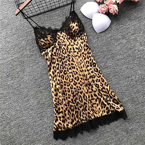 

Women's Babydoll & Slips Pajamas Nightgown Mesh Lace Leopard Embroidered Nylon Spandex Casual Deep V Daily Wear Home Buckle Lined / Strap / Super Sexy / Strap