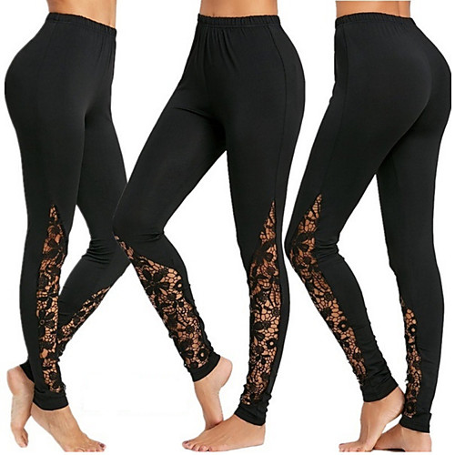 

Women's Yoga Pants Patchwork Cropped Leggings Tights Tummy Control Butt Lift Black Mesh Yoga Fitness Gym Workout Summer Sports Activewear Stretchy