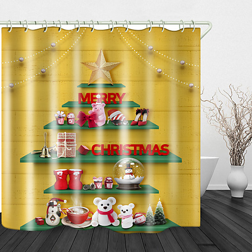 

Christmas gift Frame Print Waterproof Fabric Shower Curtain for Bathroom Home Decor Covered Bathtub Curtains Liner Includes with Hooks