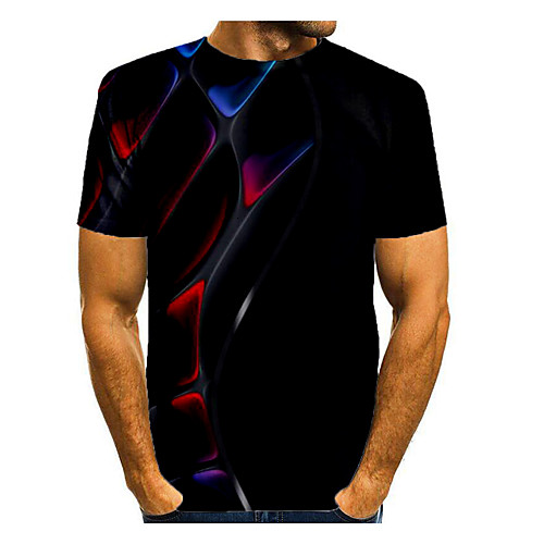 

Men's T shirt Shirt Graphic Short Sleeve Daily Tops Basic Elegant Round Neck Black