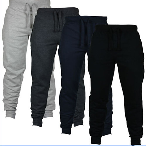 

Men's Sweatpants Joggers Track Pants Bottoms Drawstring Cotton Fitness Gym Workout Performance Running Training Breathable Soft Sweat wicking Sport Solid Colored Dark Grey Black Light Grey Navy Blue
