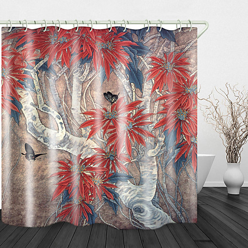 

Butterfly Picking Flowers Digital Print Waterproof Fabric Shower Curtain For Bathroom Home Decor Covered Bathtub Curtains Liner Includes With Hooks 72 Inch