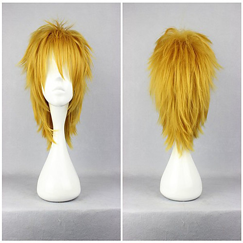 

DuRaRaRa Shizuo Heiwajima Cosplay Wigs Men's Layered Haircut 12 inch Heat Resistant Fiber Curly Blonde Teen Adults' Anime Wig