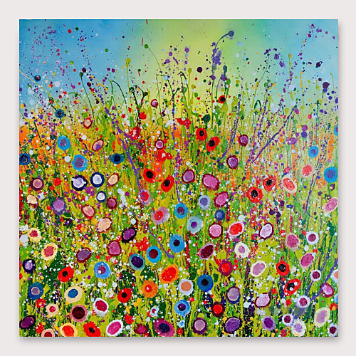 

Oil Painting Hand Painted Square Abstract Floral / Botanical Modern Stretched Canvas