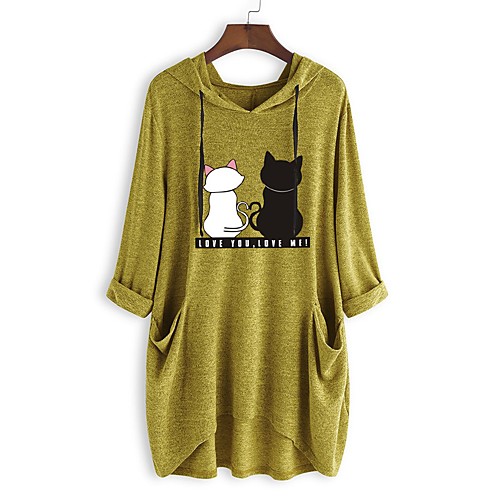 

Women's Pullover Hoodie Sweatshirt Cartoon Basic Hoodies Sweatshirts Loose Oversized Blue Yellow Blushing Pink