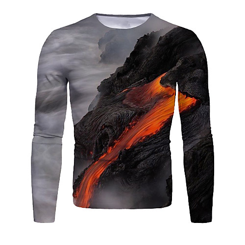 

Men's T shirt Graphic Long Sleeve Daily Tops Basic Elegant Black