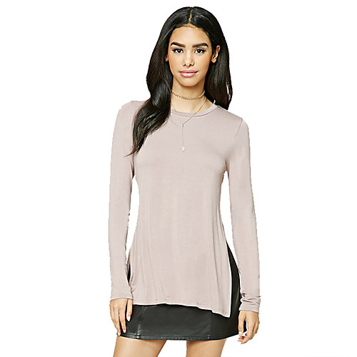 

Women's T shirt Solid Colored Round Neck Tops Basic Basic Top Khaki Green
