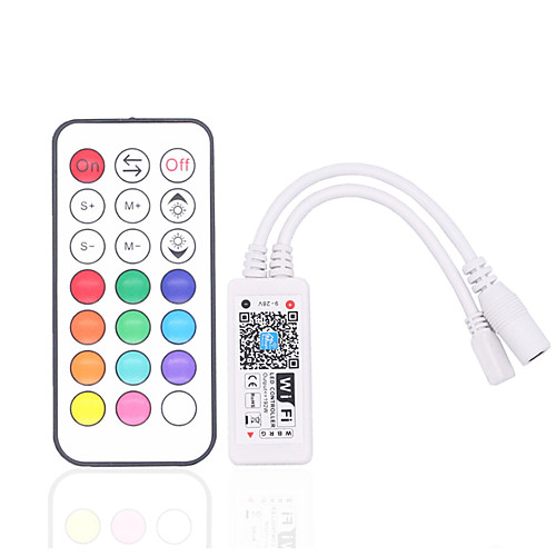 

RF WIFI LED Smart Controller Working with Android and IOS System Free App for RGB LED Light Comes With 21 Keys RF Remote Control DC9-28V