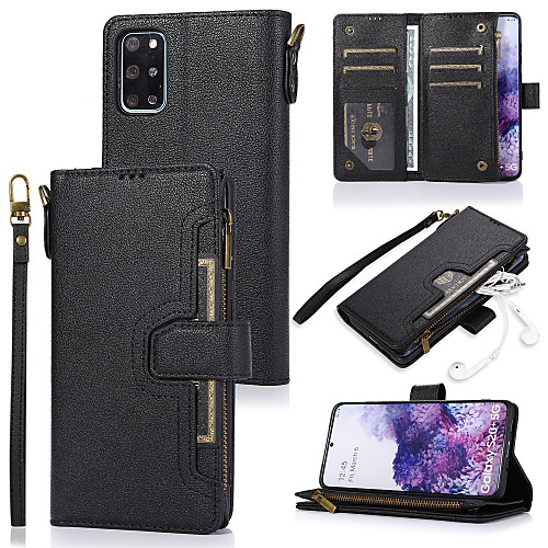 

Case For Samsung Galaxy A51 A71 A70E A41 A31 A5 2018 A8 2018 Note 20 Card Holder Flip Magnetic Full Body Cases Solid Colored PU Leather