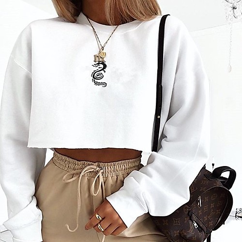 

Women's Hoodie Sweatshirt Print Daily Other Prints Basic Hoodies Sweatshirts Yellow Gray White