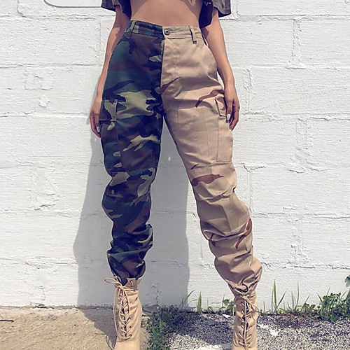

Women's Basic Breathable Daily Tactical Cargo Pants Camouflage Full Length Army Green