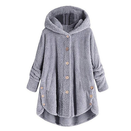 

Women's Coat Street Fall Winter Long Coat Loose Basic Chic & Modern Jacket Long Sleeve Solid Colored Loose Fit Brown coffee Yellow / Spring / Holiday / Cotton