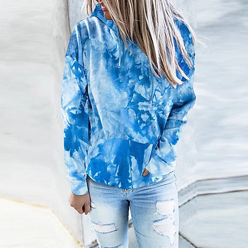 

Women's Hoodie Pullover Tie Dye Daily Basic Hoodies Sweatshirts Loose Blue Blushing Pink Rainbow