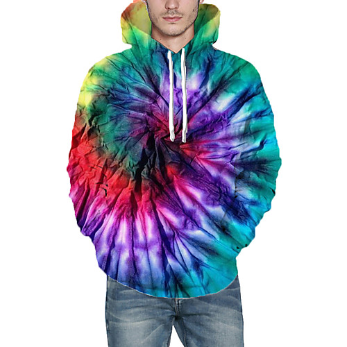 

Men's Hoodie Graphic Tie Dye Hooded Daily Going out 3D Print Casual Hoodies Sweatshirts Rainbow