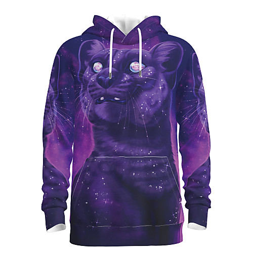 

Men's Pullover Hoodie Sweatshirt Animal Patterned Graphic Hooded Daily 3D Print Basic Hoodies Sweatshirts Purple