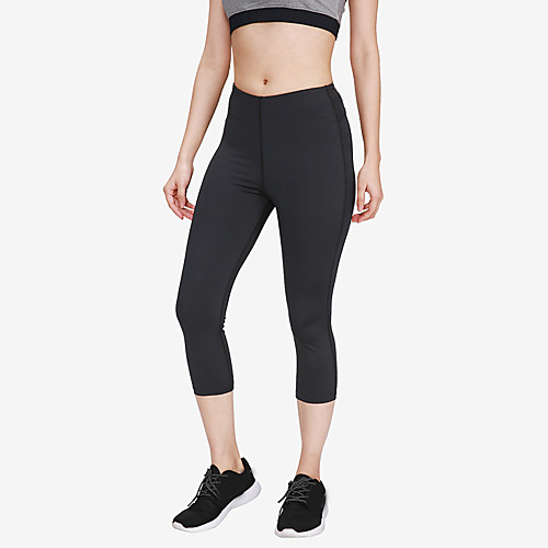 

UABRAV Women's Yoga Pants Drawstring Patchwork Tights Capri Leggings Solid Color Purple Grey Black Fitness Gym Workout Performance Sports Activewear Micro-elastic